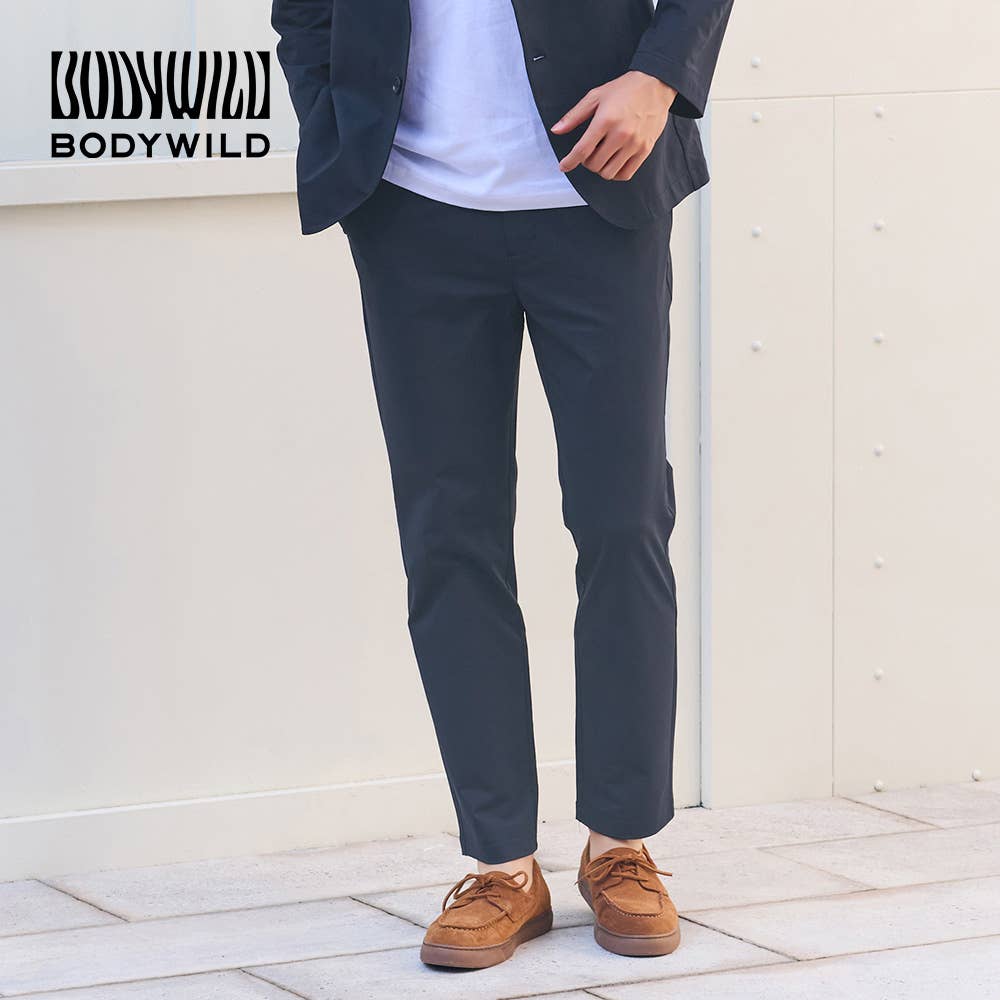 【メッシュストレッチ】テーパードパンツ ファスナー＆ベルトループ付き